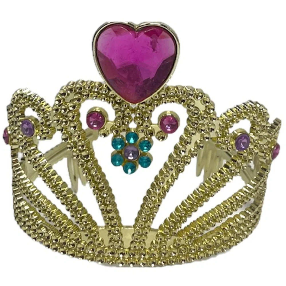Princess Crown Tiara Girls Fairytale Castle Dress Up Costume Gold Gemstone Jewel